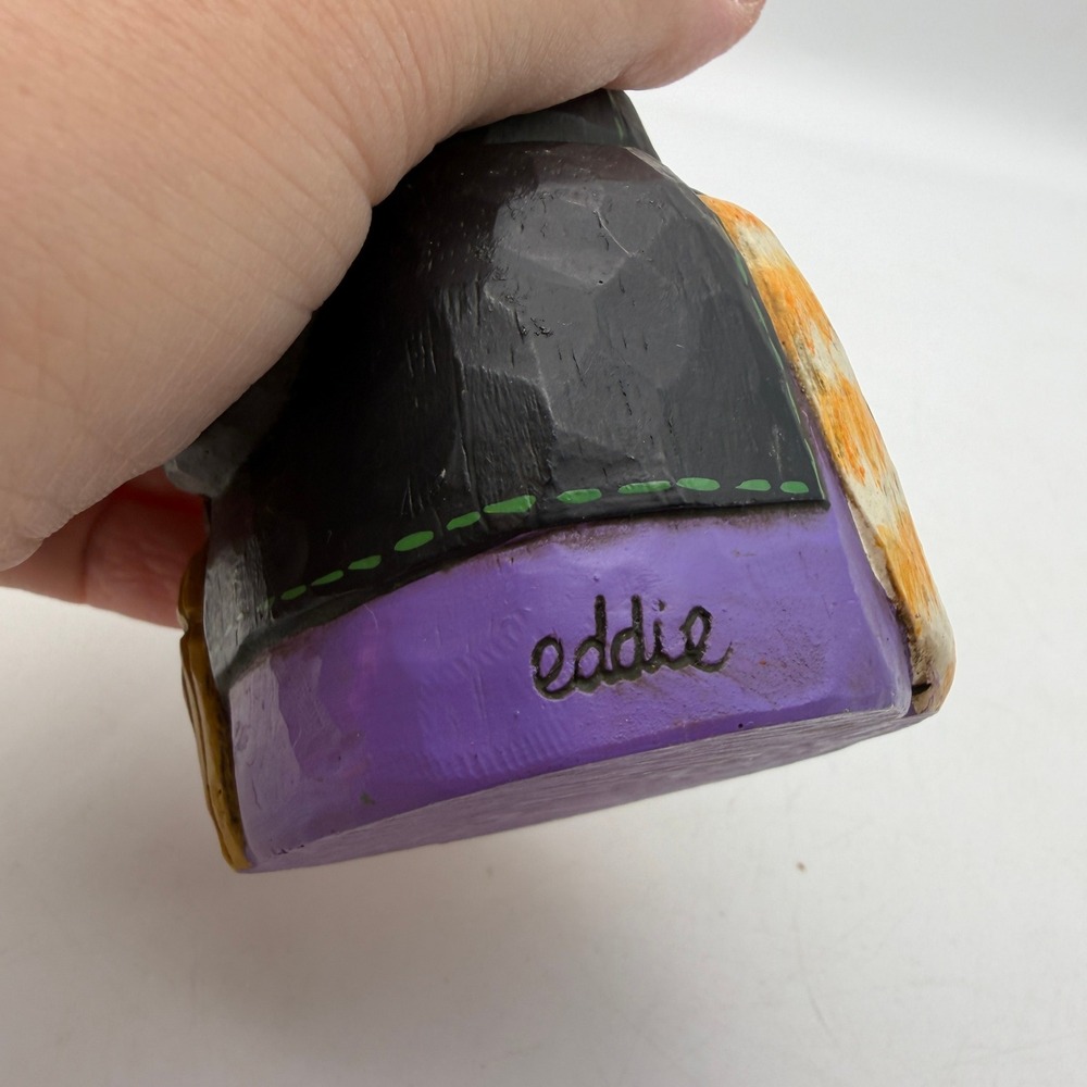 Eddie Walker Folk Art Halloween Cat Witch Figurine Resin Pumpkin Broom Decor - Picture 6 of 10